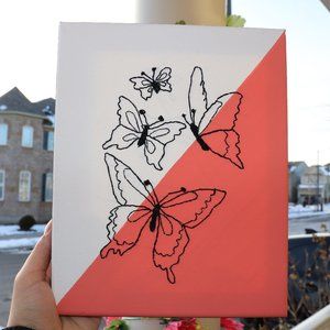 Handmade Embroidery Canvas with butterfly design.